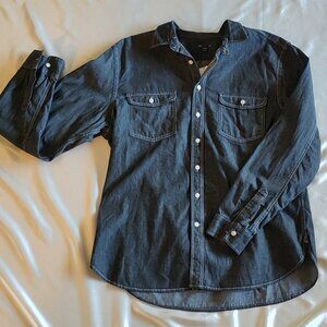GAP Dark Denim Shirt Jacket XXL Indigo Blue Button Up Chambray New w Partial Tag